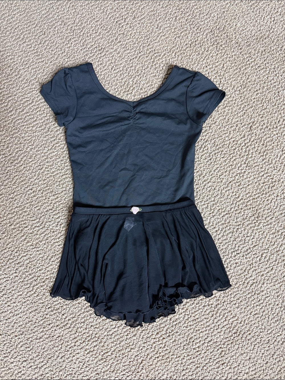 Danskin Black Short Sleeve Skirted Dance Leotard